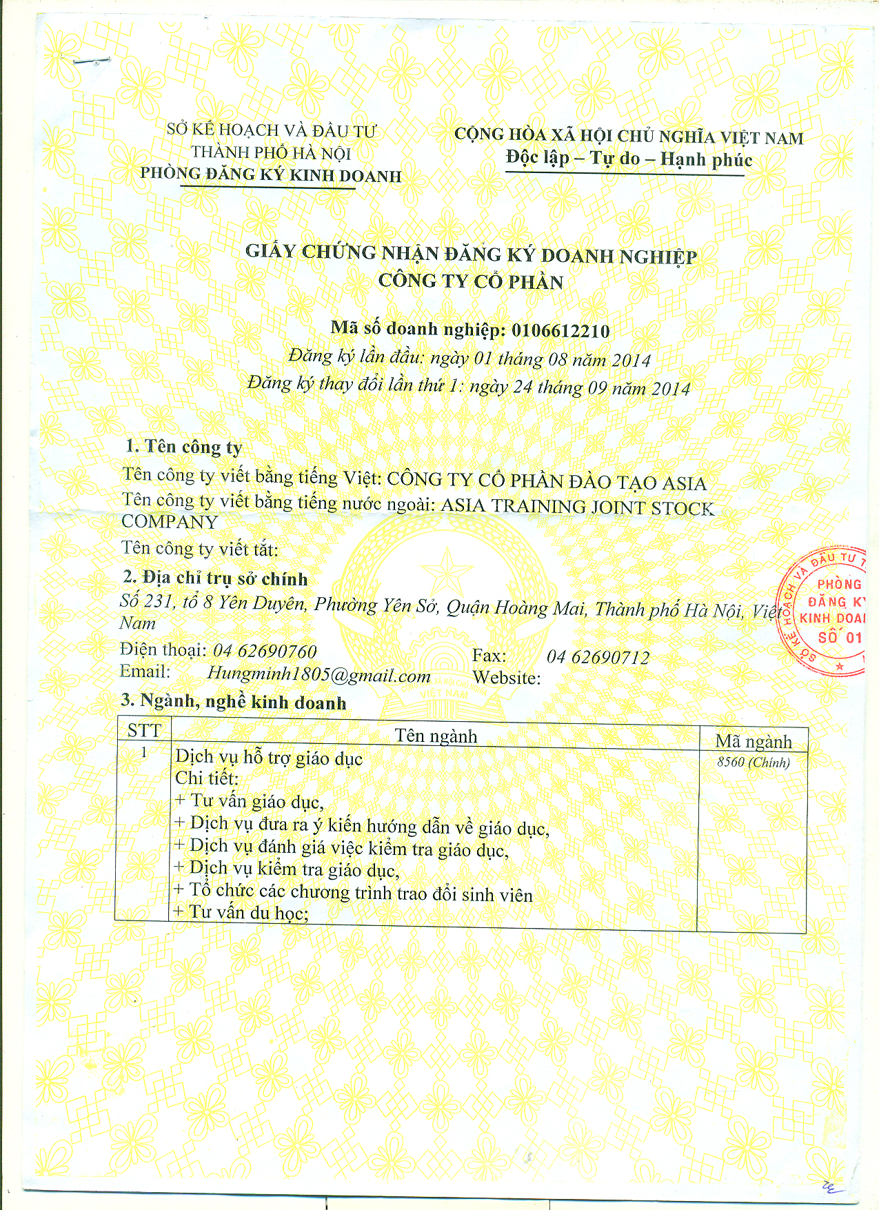 Giấy Đăng Ký Kinh Doanh